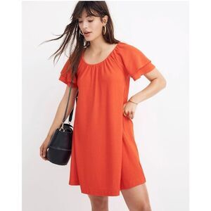 Madewell Texture & Thread Tiered‎ Sleeve Dress Size S Mini Stretch Red